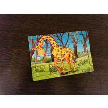 Zürafa 16 Parça Eğitici Öğretici Ahşap Çocuk Puzzle Yapboz Bebek Çocuk Oyuncak