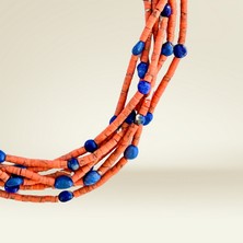 Si’bella Atelier | Lapis Taşlı Kolye – Altın Kaplama Pirinç Zincir Üzerine Doğal Mavi Lapis Taşı ve Afganit Taşı Kombinasyonlu Kolye