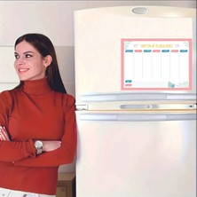 Haftalık Magnet Planlayıcı (33x24  cm , Pudra Rengi) + Kalem Hediyeli