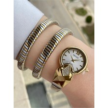 Ferrucci Yılan Sarmalı Çelik Kordon Kadın Kol Saati+Sürpriz Takı Hediye