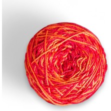 Kiremit ve Portakal Rengi, Zincir Koton ve Zincir Polyester Karışımı Tasarım El Örgü Ipi (200 Gr.)
