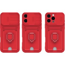 Leybaks Apple iPhone 14 Uyumlu  Kartvizitli Yüzüklü Bağcıklı Silikon Kılıf
