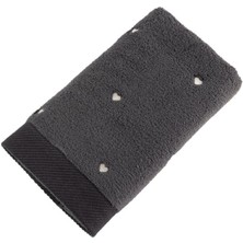 Lubow Love Koyu Gri Krem Nakışlı 50 x 90 6'lı Havlu Seti