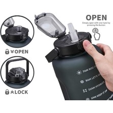 Lascaris 2'li Set Bpa Içermez Motivasyonel Siyah Su Matarası 3d-2d Sticker Hediyeli