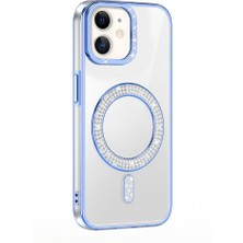 Başkenttekno Apple iPhone 11 Kılıf Pırlanta Taş Tasarımlı Kablosuz Şarj Özellikli Karetta Silikon Kapak