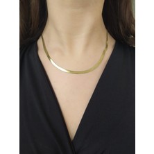 316L Çelik Gold Renk Vip Özel Seri Italyan Kalın Balık Sırtı 45 cm Zincir Kadın Kolye
