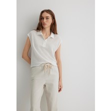 Mavi Beyaz Örme Polo Tişört 1612654-70057