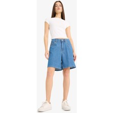 DeFacto Yüksek Bel Düz Paça Yumuşak Jean Bermuda E0961AX25SM