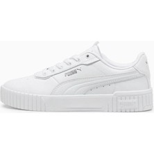 Puma Kadın Spor Ayakkabı Carina 2.0 Lux Beyaz-Gri Düz Taban Nefes Alabilir Yapı ile Koşu ve Yürüyüş İçin İdeal