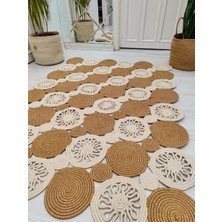 Jüt Hasır Görünümlü Desenli Modern El Örgüsü Dikdörtgen Halı Kilim