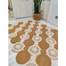 Jüt Hasır Görünümlü Desenli Modern El Örgüsü Dikdörtgen Halı Kilim
