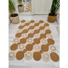 Jüt Hasır Görünümlü Desenli Modern El Örgüsü Dikdörtgen Halı Kilim