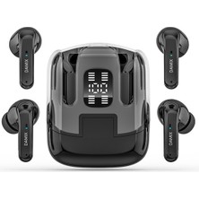 Amorus Dx-16 Bluetooth 5.5 Kablosuz Gürültü Önleyici Kulaklık (4 Adet Kulaklık) LED Dijital Ekranlı - Siyah (Yurt Dışından)