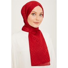 Armine Trend Jan Jan Kırmızı Geometrik Desen Jakar Şal 5 - 21098