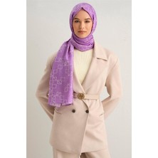 Armine Trend Mor Geometrik Desen Pure Lina Şal 15 - 22027