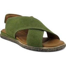 Beety 706 25YS Kadın Günlük Sandalet Yeşil Süet