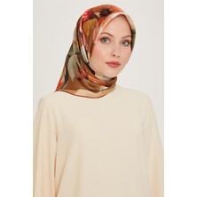 Armine Çiçek Desenli Sura Saf İpek Eşarp 9205D 84 80