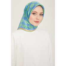 Armine Havacı Mevi - Soft Yeşil Puantiye Desen Tivil İpek Eşarp 9156 - 53