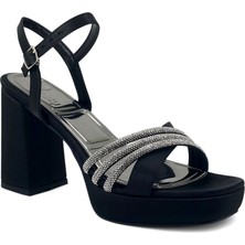 Beety 1018 1 25YA Kadın Abiye Ayakkabı Siyah Saten