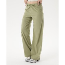 Ayma Active Kadın Açık Yeşil Bel Büzgülü Rahat Pantolon - Organik Pamuk, Bol Paça, Hafif ve Esnek Kumaş, Bel Büzgülü, Cepli, Günlük ve Ev Kullanımı İçin Konforlu Pantolon