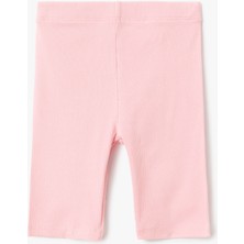 Koton Pembe Kısa Tayt Kız Çocuklar İçin Beli Lastikli Pamuklu Slim Fit Konforlu Seçim