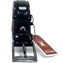 Saraç 1101 24K Erkek Klasik Dikişli Kemer Siyah Rugan