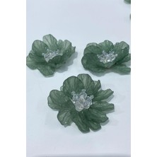 Yeşil Sedef Yapraklı Kristal Boncuklu Incili Broş