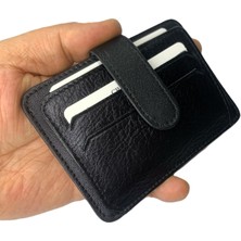 Self Leather Kapaklı Hakiki Deri Kartlık Siyah