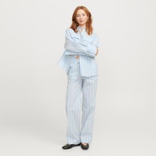 Kadin Çizgili Poplin Pantolon - Ava
