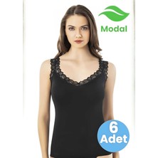 Tezzgelsin Kadın 6'lı Dantel Askı Detaylı Modal Atlet