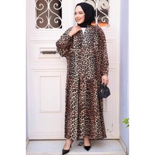 Leopar Desenli Tesettür Elbise 52942LP