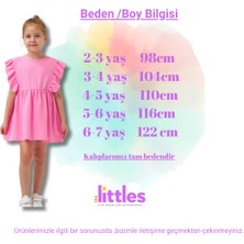 Kız Çocuk Fırfırlı Arkası Düğmeli Eteği Pileli Waffle Kumaş Pamuklu Pembe Renk Yazlık Elbise