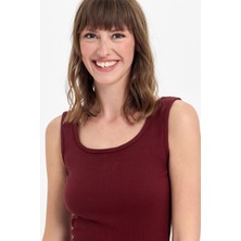 Kadın Mini Bodycon Kolsuz Bordo Elbise