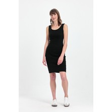 Kadın Mini Bodycon Kolsuz Siyah Elbise
