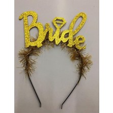 Altın Renk Bekarlığa Veda Italik Yazı Alyanslı Bride Taç