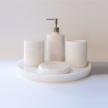 White - Doğal Beyaz Mermer 5li Banyo Seti