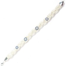 Nusret Takı 925 Ayar Gümüş Nazar Boncuğu 4 Telli El İşi Örgü Zincir Bileklik