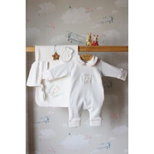 Babiesfirst pembe Biyeli Minik Tavşan Nakışlı 4'lü Bebek Tulum Seti - Bebeğe Özel Hastane Çıkışı Tulumu