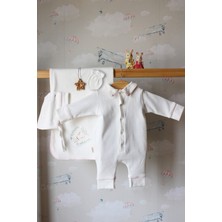 Babiesfirst pembe Biyeli Minik Tavşan Nakışlı 4'lü Bebek Tulum Seti - Bebeğe Özel Hastane Çıkışı Tulumu
