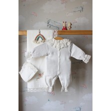 Babiesfirst çiçek Nakışlı 3 Lü Yenidoğan Müslin Bebek Seti - %100 Pamuk Battaniye, Müslin, Şapka