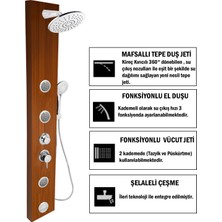 Tuscon Teak Ağacı Mafsallı Masajlı Duş Sistemi , Duş Paneli , Robot Duş ,duş Başlığı , Batarya