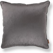 HoHo Decor Nara Modern Keten & Nubuk Kombin 50*50 Biyeli Kırlent Koyu Gri