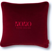 HoHo Decor Bob Mat Düz Kadife Yumuşak Tuşeli 50*50 Biyeli Kırlent Bordo