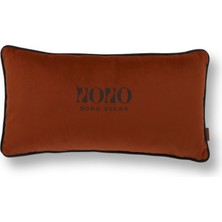 HoHo Decor Bob Mat Düz Kadife Yumuşak Tuşeli 35*65 Biyeli Kırlent Tarçın