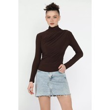Gülseli Omuz ve Bel Drapeli Uzun Kol Bluz P-00012516