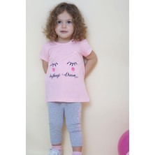 Breeze Kız Çocuk Kapri Taytlı Takım Rüya Temalı 1-4 Yaş, Pembe
