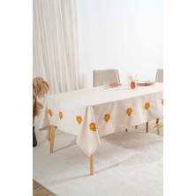 Florita Sarı Punch İşlemeli Dertsiz Leke Tutmaz Masa Örtüsü 160x220 cm