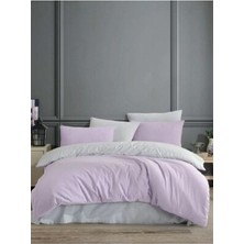 More Home Tek Kişilik Lastikli Çarşaf  Nevresim Takımı  Lila Açık Gri