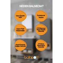 Balneom Banyo Selvi 65 cm Banyo Dolabı Aynalı Dolaplı Üst Dolap Lavabo ve Boy Dolabı