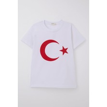 Breeze Erkek Çocuk Tişört Türk Bayraklı 4-14 Yaş, Beyaz